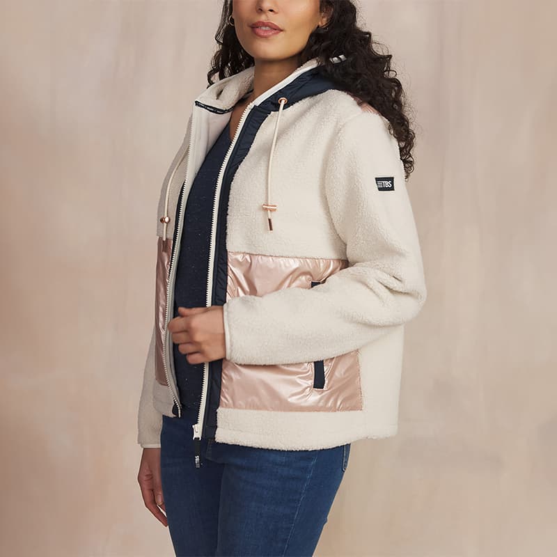 Sweat zippé bi-matière TBS Paulazip S 107 Ecru