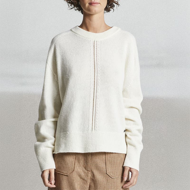 Pull Laine et Cachemire MAT DE MISAINE Tauksi L U15 Calcaire
