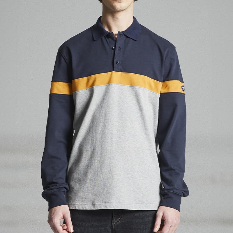 Polo MAT DE MISAINE Manette L R811 Raye Bouton D Or