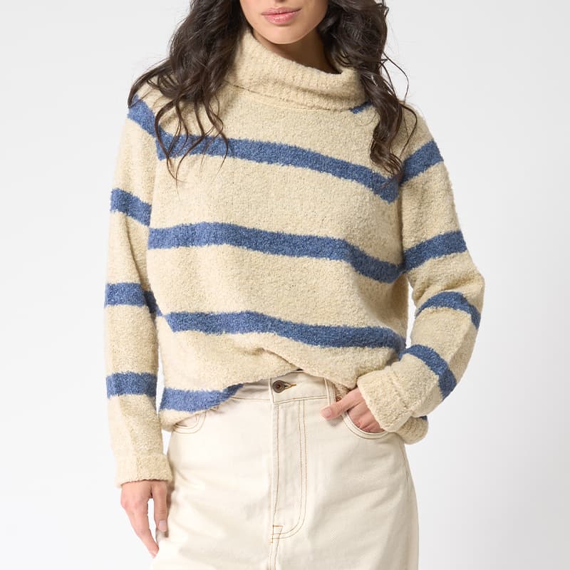 Pull col roulé large BATELA A2552 38 OY/VT Oyster Gray/Vintage Indigo