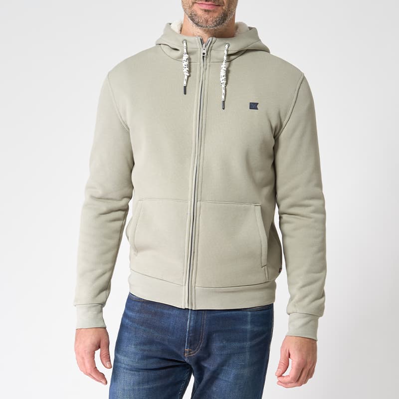 Sweat zippé intérieur moumoute BATELA A2573 3XL DG Dried Sage