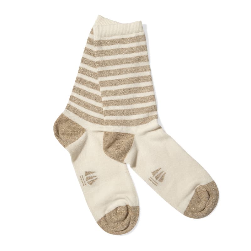 Chaussettes rayées HUBLOT Lurex 40/41 Ecru/Dore