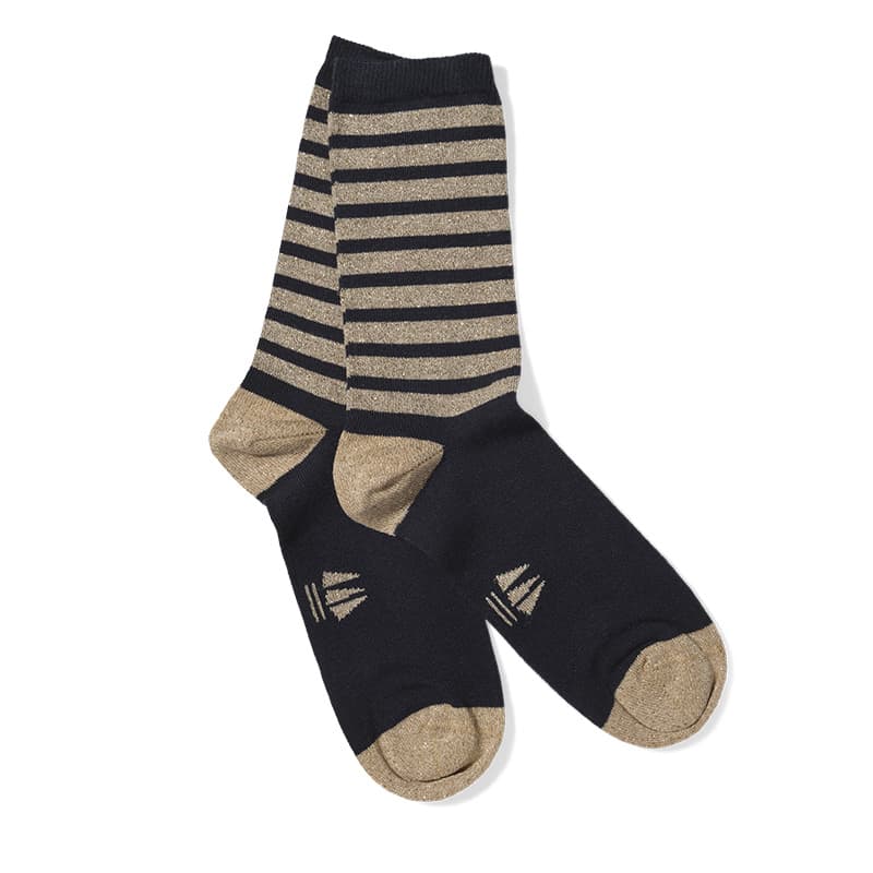 Chaussettes rayées HUBLOT Lurex 35/37 Marine/Dore
