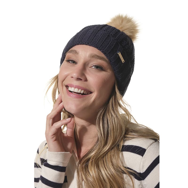 Bonnet fantaisie avec pompon HUBLOT Tahani TU Marine