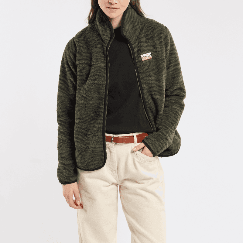 Veste polaire moutonnée BERMUDES Morgane 46 Bb86 Imprime Vert Foret