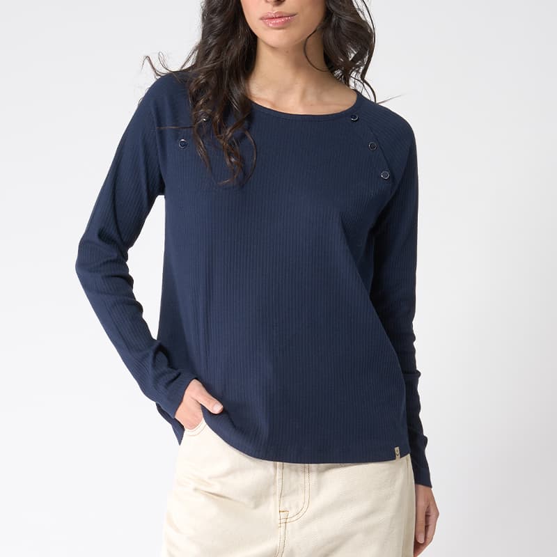 T-shirt boutonnage poitrine BATELA A2540 36 MA Navy Blue