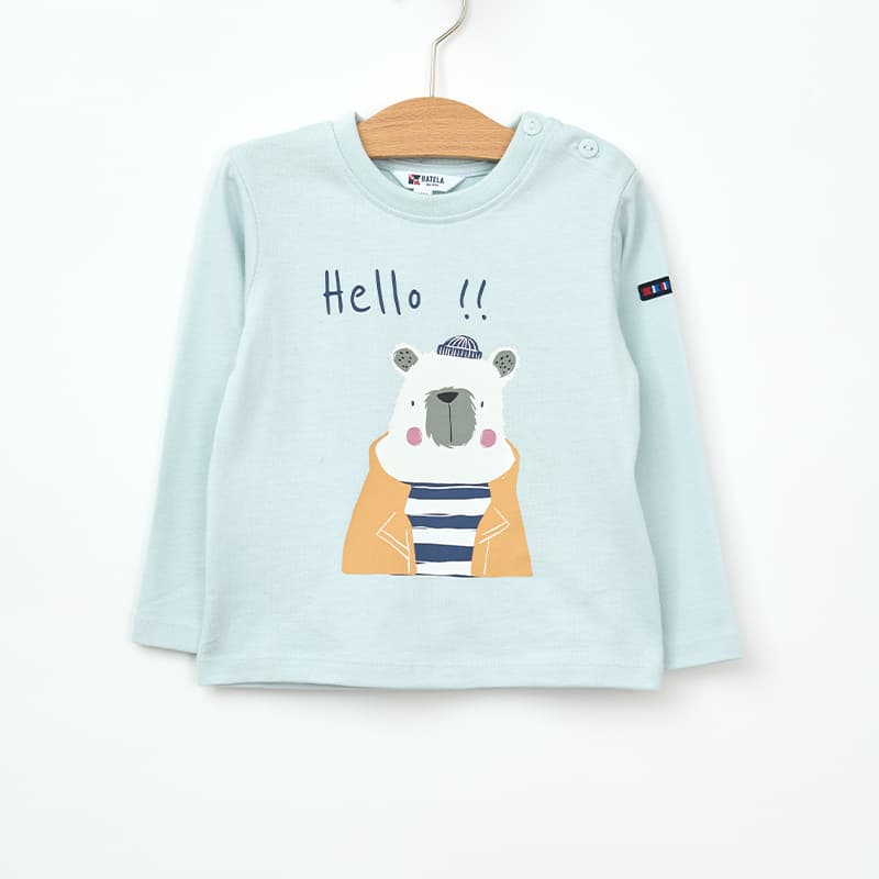 T-shirt BATELA "Ours Hello" B2412 18 Mois BD Ballad Blue