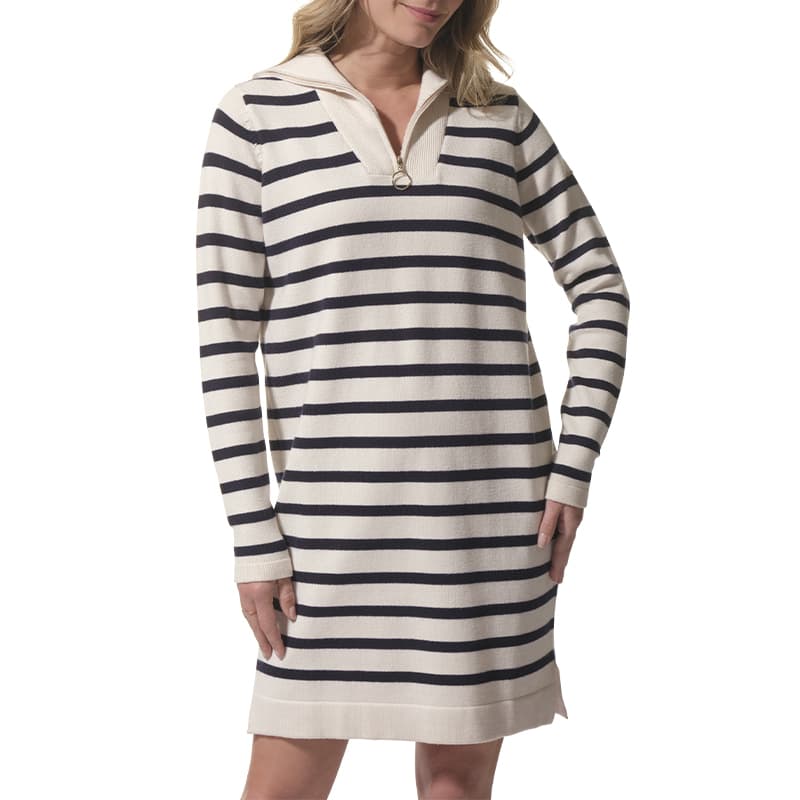 Robe pull col camionneur HUBLOT Jessy XS Ecru Clair/Marine
