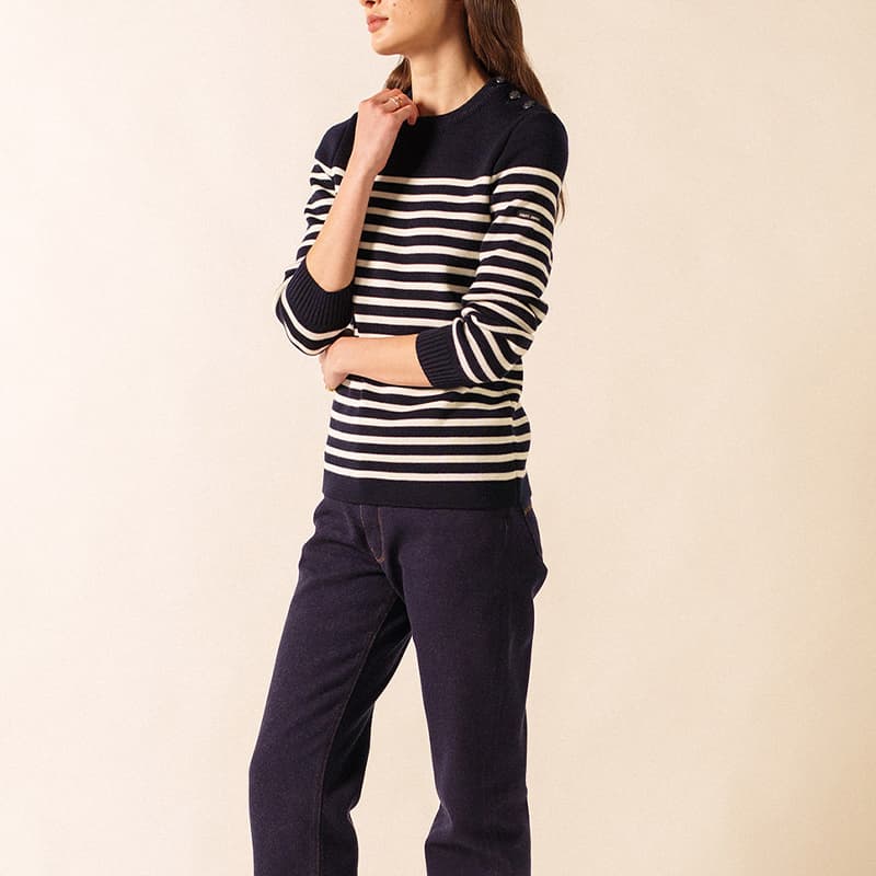 Pull SAINT JAMES Rochefort R F 36 Navy/Ecume