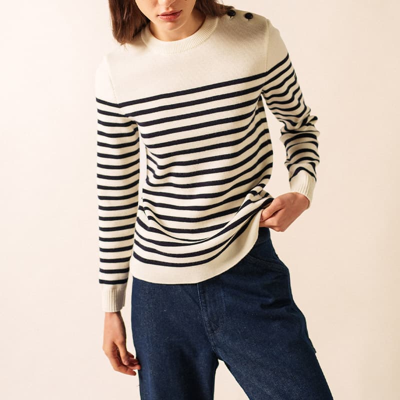 Pull SAINT JAMES Rochefort R F 42 Ecume/Navy