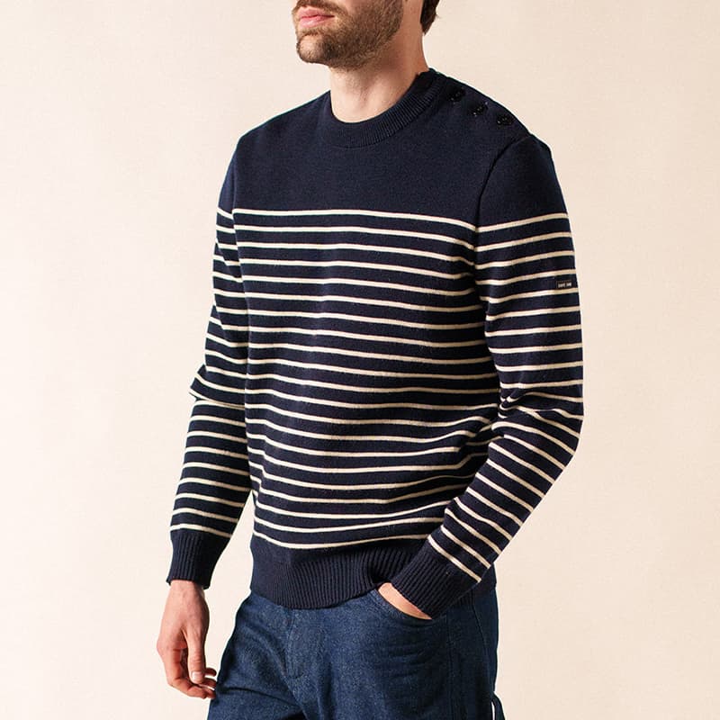 Pull SAINT JAMES Binic L Marine/Ecru