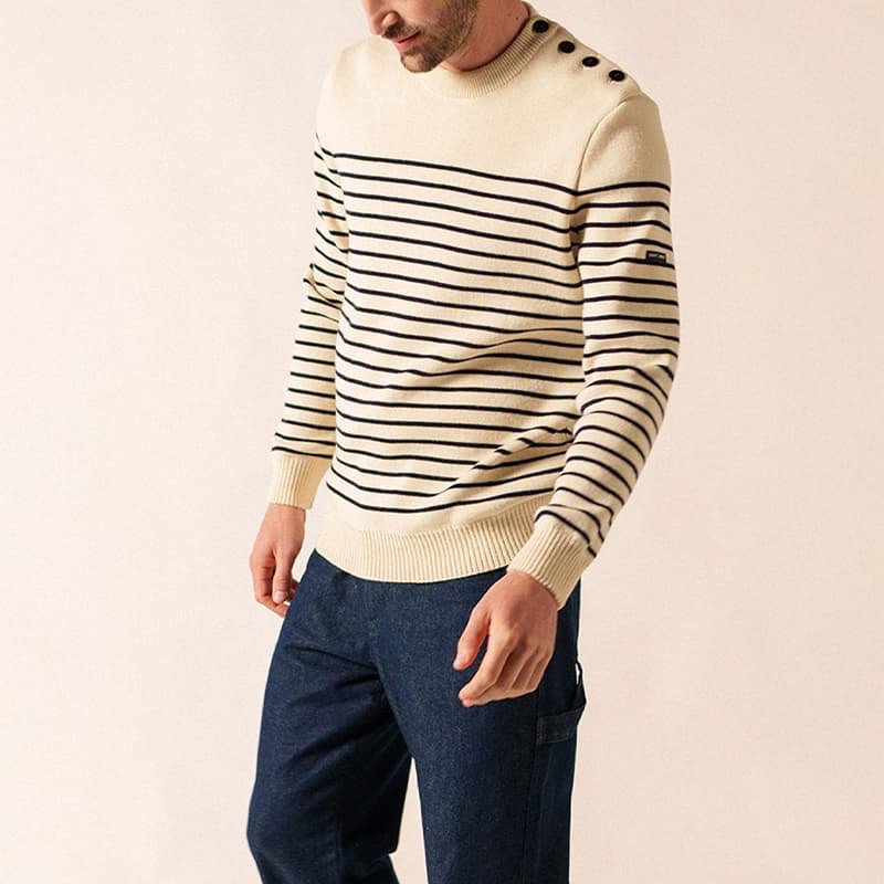 Pull SAINT JAMES Binic M Ecru/Marine