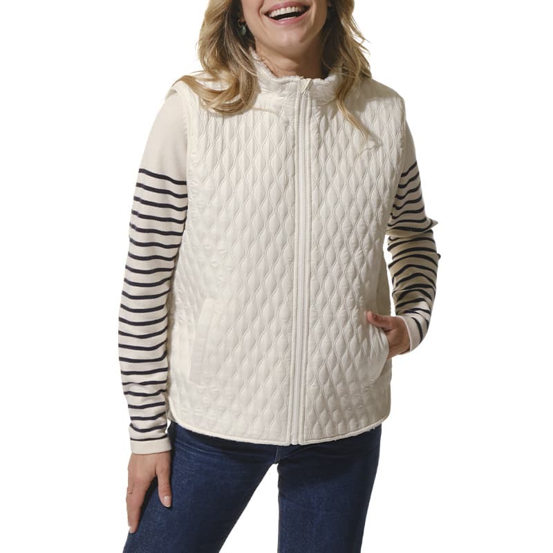 Veste sans manches doublée Sherpa HUBLOT Claudia XL Ecru