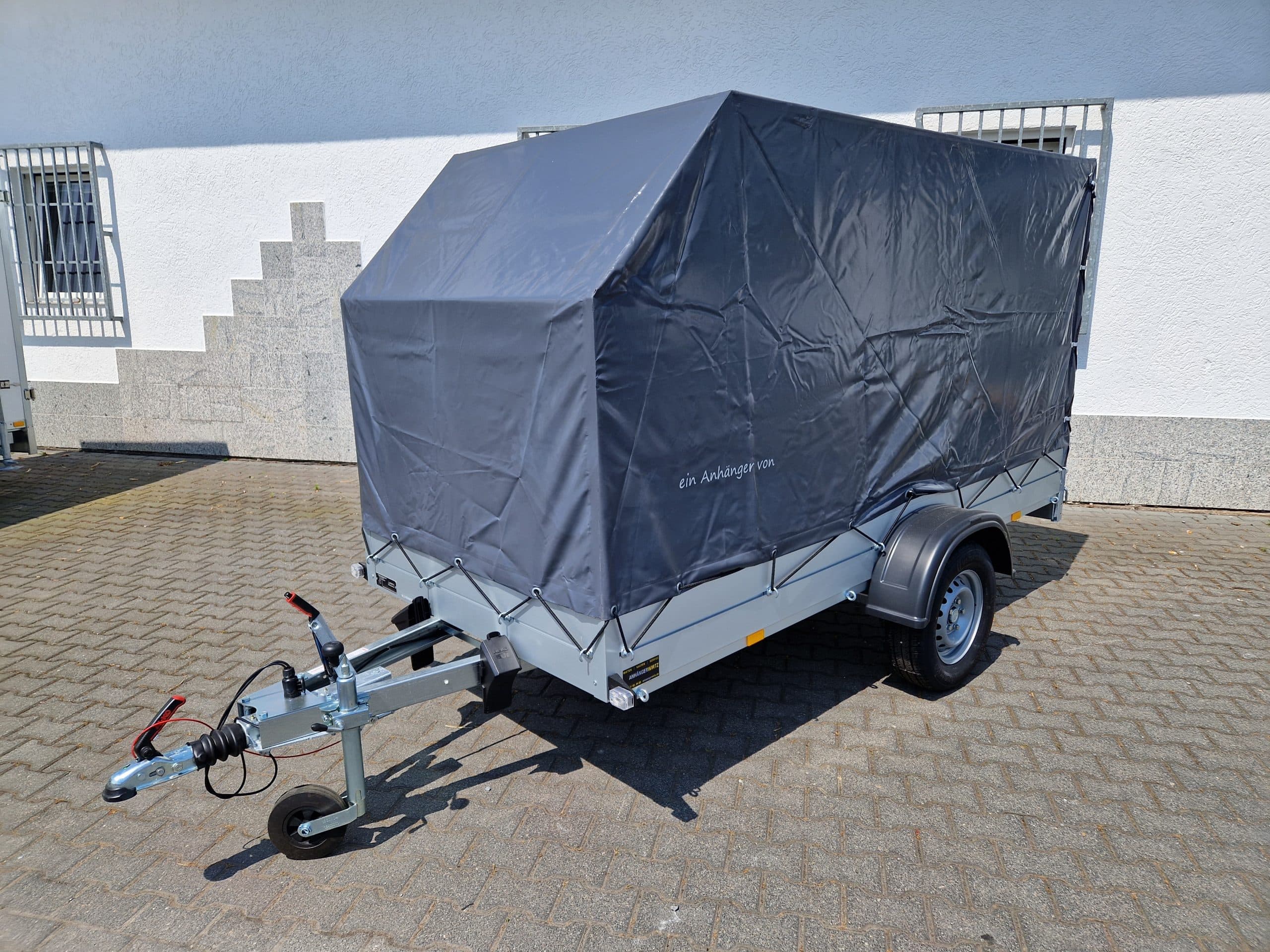 Aluliner Planen Anhänger GTB 1200 301x126x150cm +Hochplane grau schräg (M) 1200kg Aktion