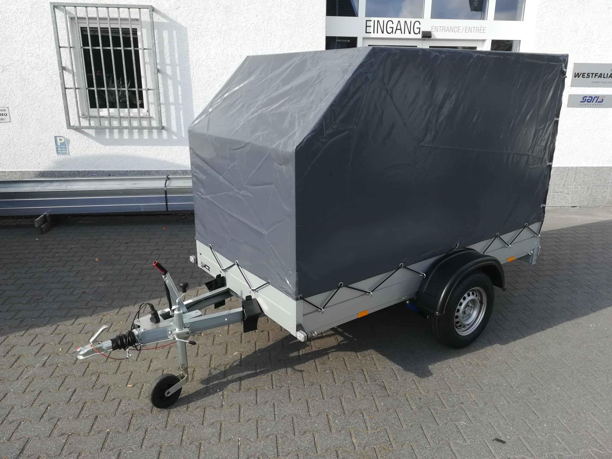 Aluliner Planen Anhänger GTB 1200 251x126x150cm +Hochplane grau schräg (S) 1200kg