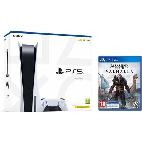 Sony PlayStation 5 – Standard Edition, 825 GB, 4K, HDR (Avec lecteur) + Assassin’s Creed Valhalla PS4/PS5