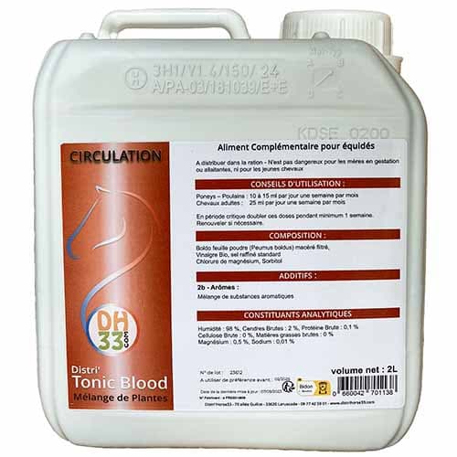 Distri'Tonic Blood contre la Fourbure du Cheval - 2L