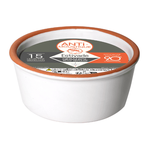 Bougie parfumée Coupelle TC Blanc Géraniol 190g ESTIVADE