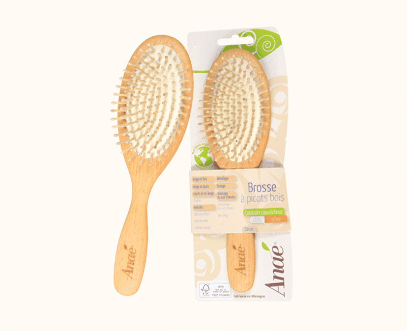 Brosse plate à picots en bois de hêtre ANAÉ