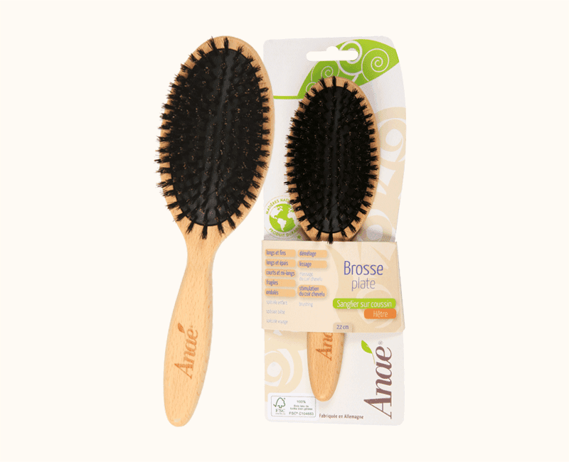 Brosse plate sanglier sur coussin latex en bois de hêtre ANAÉ