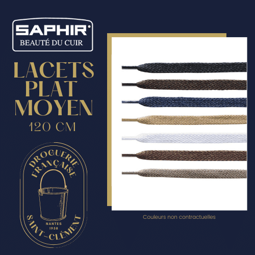 Lacets pour chaussures - Plat moyen 120cm SAPHIR