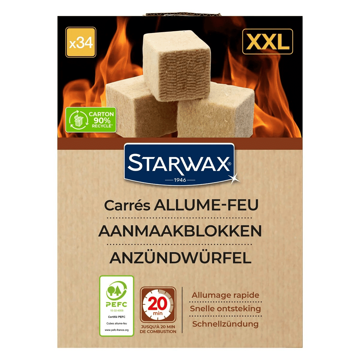 Carrés allume-feu XXL X34 STARWAX