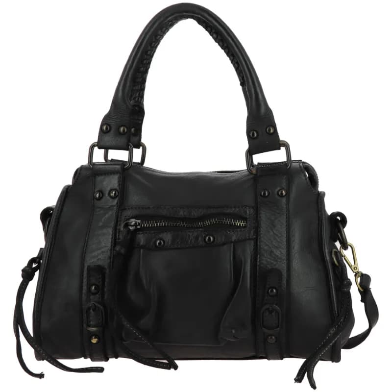 MELLAL sac à main bandoulière vintage en cuir Noir