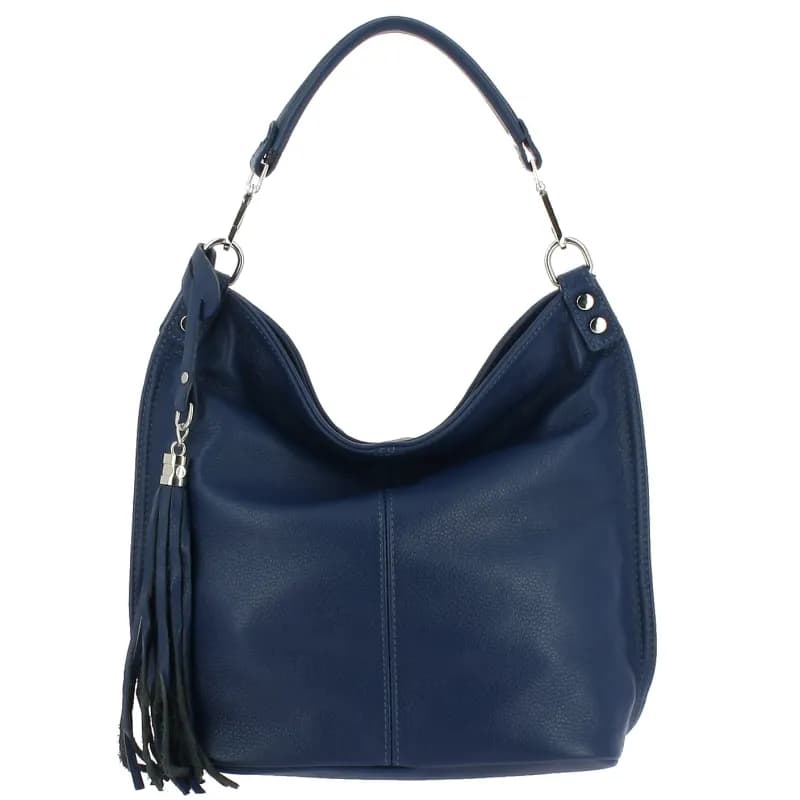 BARTONE sac hobo en cuir Bleu