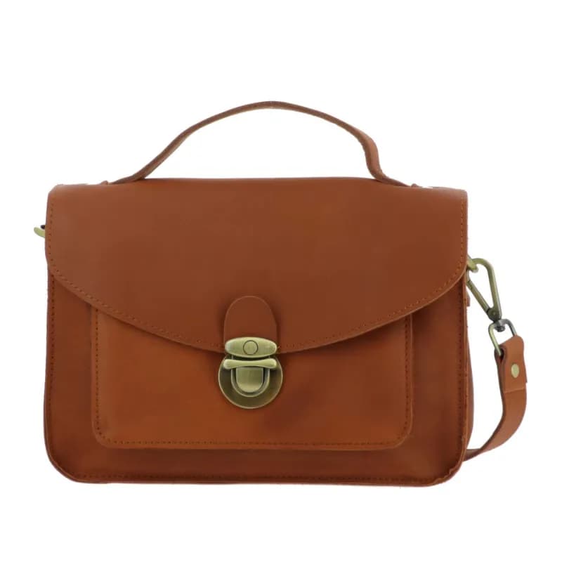 BOSTON sac cartable à bandoulière en cuir Camel