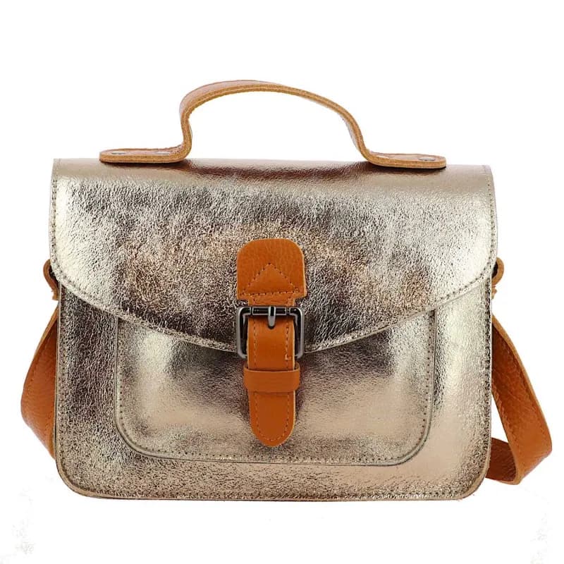 Sac cartable en cuir métallisé VERACRUZ Jaune