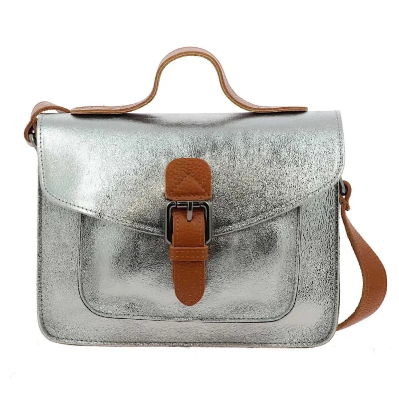 Sac cartable en cuir métallisé VERACRUZ Gris