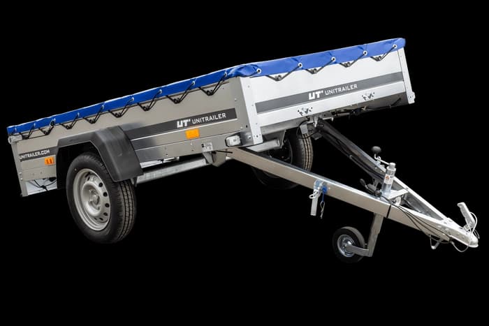 Przyczepka lekka 230×125 Unitrailer Garden 230 KIPP z pokrowcem niebieskim-Nowy