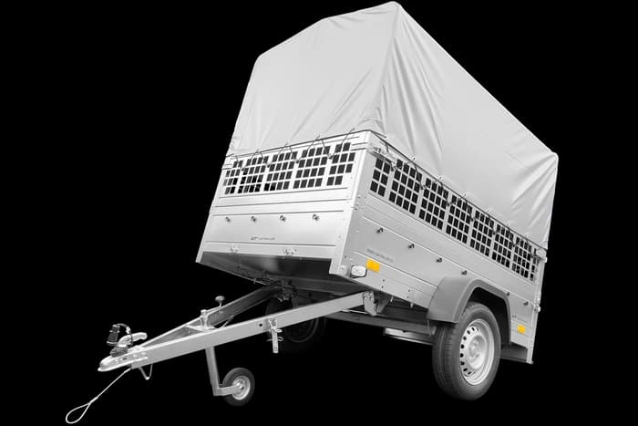 Przyczepka jednoosiowa 200×125 Unitrailer Garden 201 KIPP ze stelażem H-800 i pokrowcem szarym-Nowy