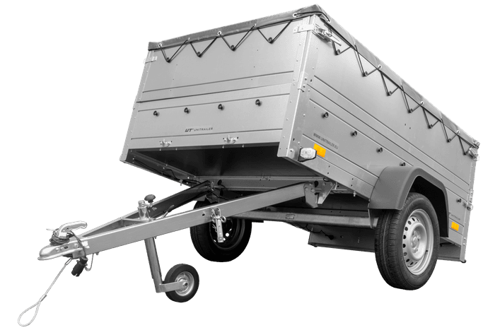 Przyczepka lekka 200×125 Unitrailer Garden 201 KIPP z burtami BIS i pokrowcem szarym-Nowy