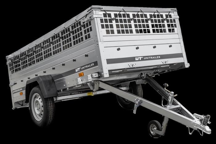 Przyczepka jednoosiowa 264×125 Unitrailer Garden 264 KIPP z burtami siatkowymi i plandeką szarą-Nowy