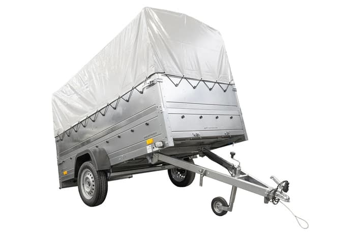 Przyczepka lekka 264×125 Unitrailer Garden 264 KIPP z burtami BIS, stelażem H-800 i pokrowcem szarym-Nowy