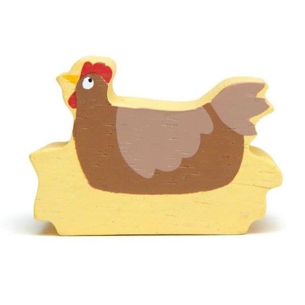 Figurine en bois Animaux de la ferme Poulette 5cm Tender Leaf Toys®