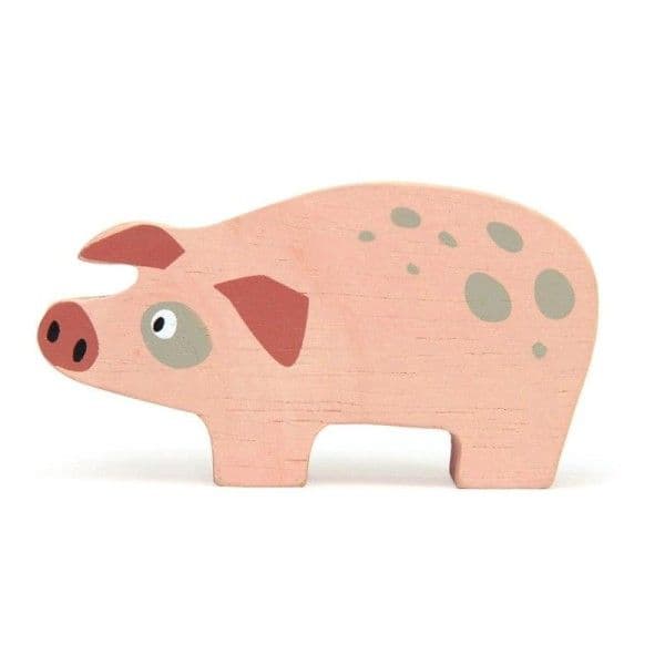 Figurine en bois Animaux de la ferme Cochon 8 cm Tender Leaf Toys®