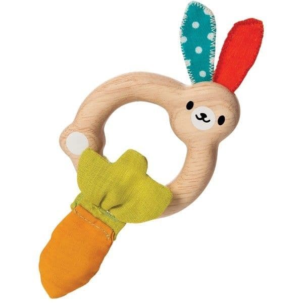 Hochet Bois & Tissu Lapin Plantoys