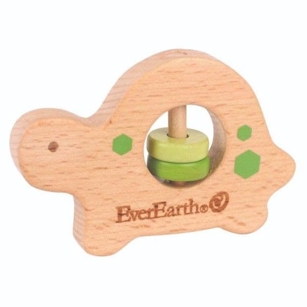 EverEarth Hochet Perles en Bois Tortue - Jouets bois bébé