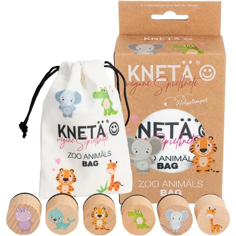 Set de 6 Tampons en Bois Animaux du Zoo Knetä®