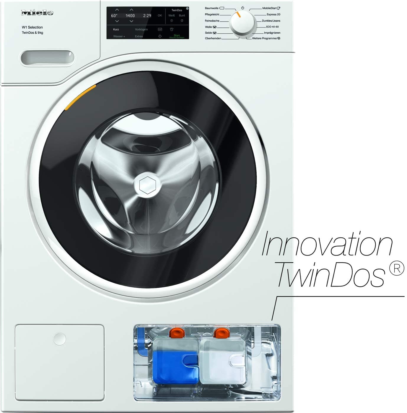 Lave-linge Miele WSG 663 WCS 9kg avec tambour en nid d'abeille, dosage automatique du détergent, mise en réseau, 1400 tr/min & addload [classe énergét