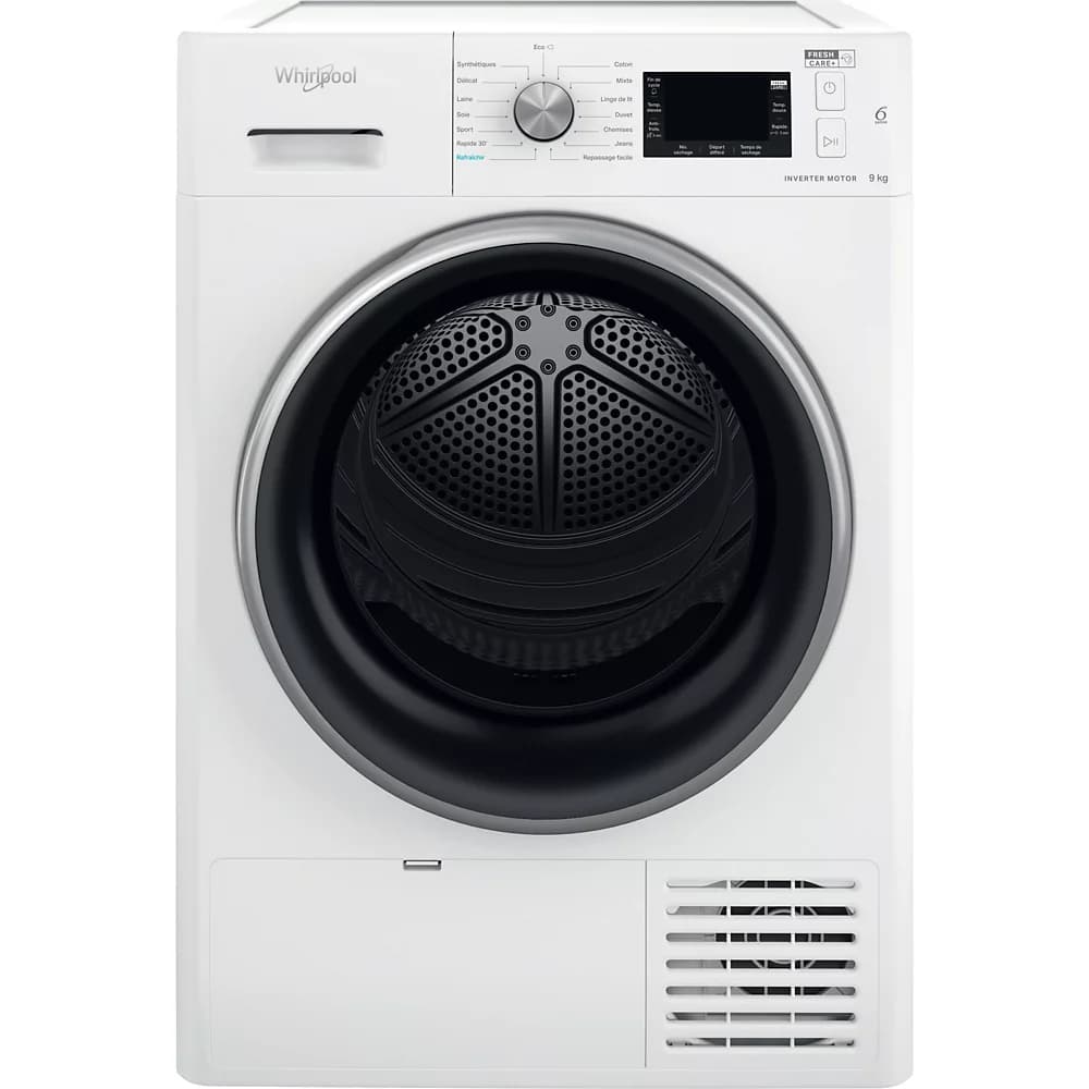 Sèche linge pompe à chaleur WHIRLPOOL FFTM229X3BSFR  Pompe à chaleur - Label énergie A+++ Capacité XL (9kg) - Tambour 120L Tambour inox - silencieux (