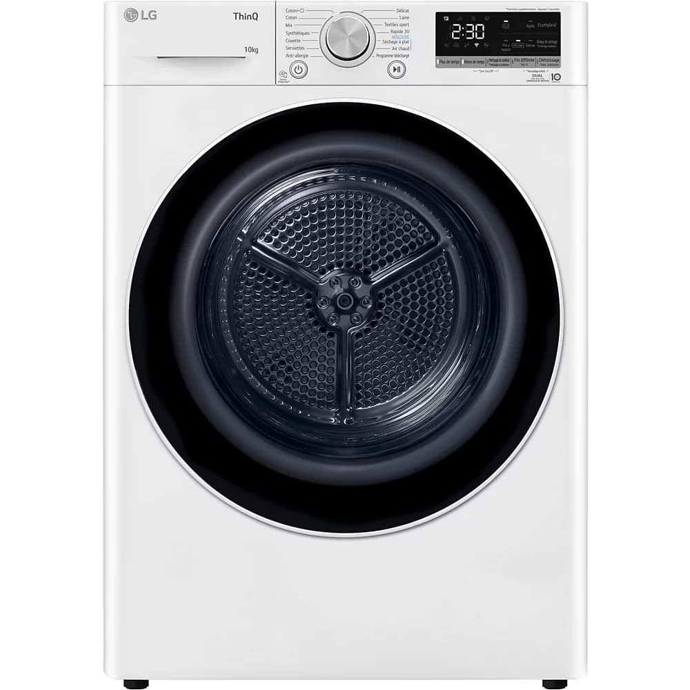 Sèche linge pompe à chaleur LG RH1V51WH   Label énergie A+++ Capacité XL (10kg) - Tambour 110L Tambour inox - ultra silencieux (62 db) - autonettoyage