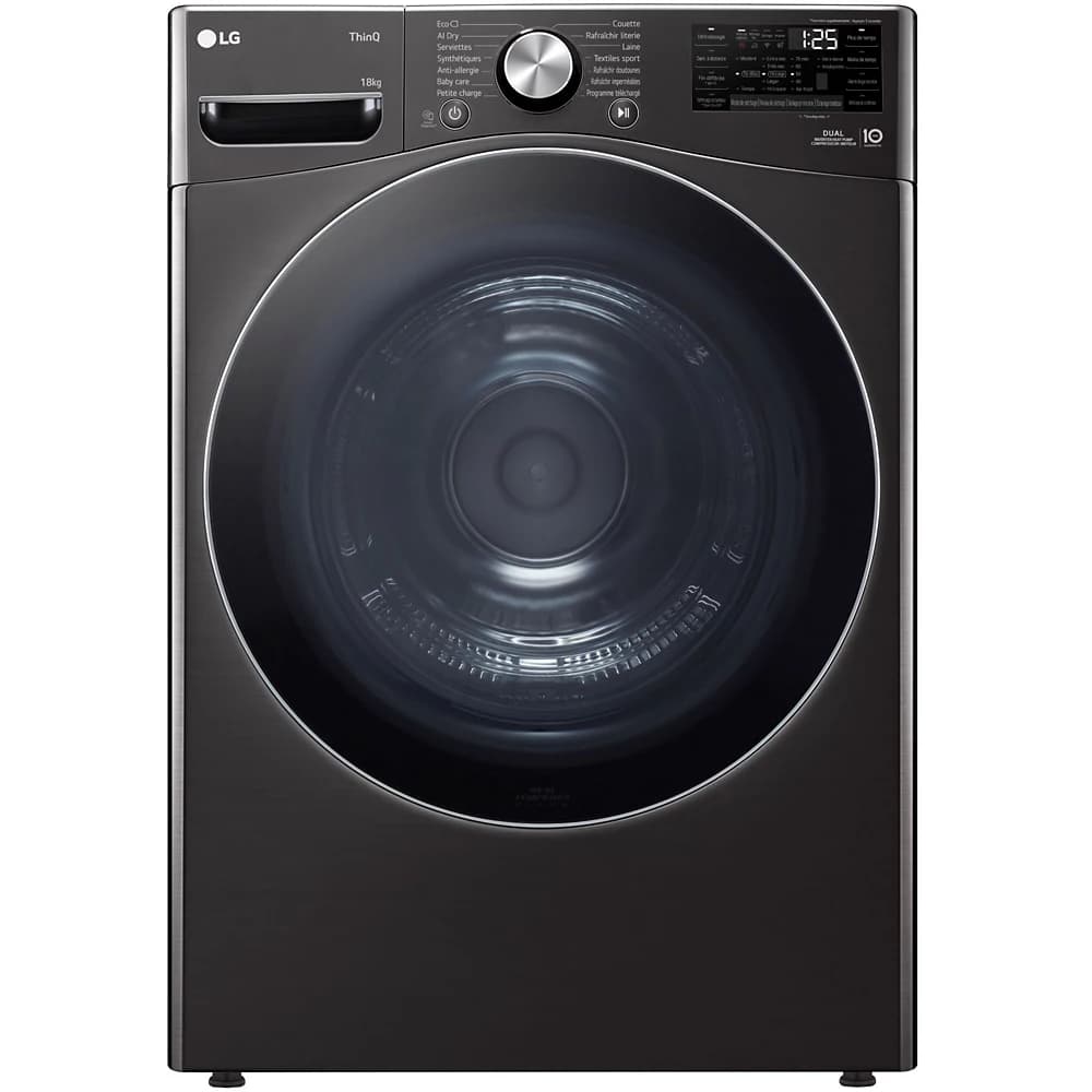 Sèche linge pompe à chaleur LG RH8P12BS  Label énergie A+++ Capacité XXL (18kg) - Tambour 244L Tambour inox - silencieux (63 db) - autonettoyage du fi