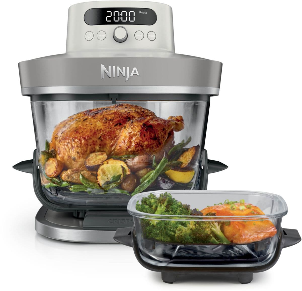Freidora de aire NINJA CRISPi PRO 7 en 1, 2 recipientes de vidrio (5,7 L y 2,3 L), AS101EULG Beige