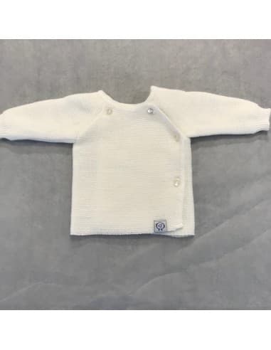 Gilet Brassière 4 boutons en tricot Blanc Blanc 1- 3 mois