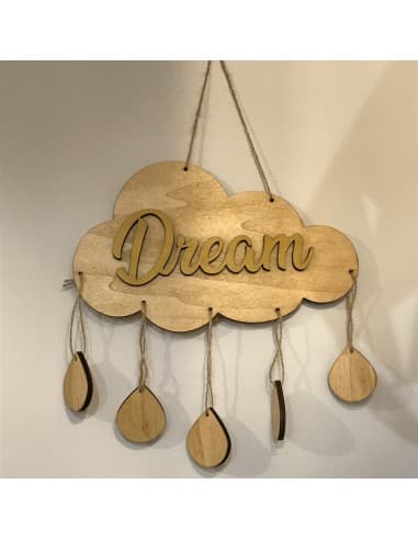 Décoration murale Nuage en bois "Dream" Jaune