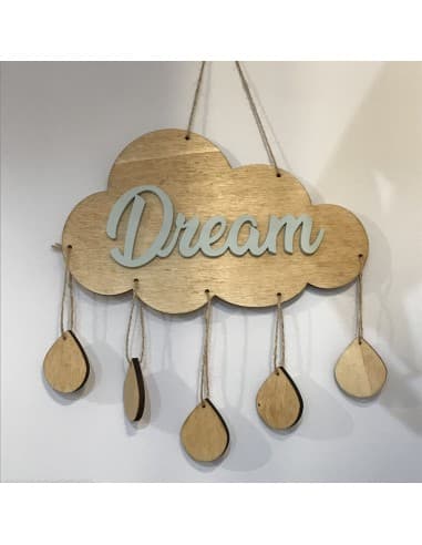 Décoration murale Nuage en bois "Dream" Vert