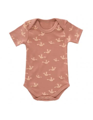 Body manches courtes Vieux Rose oiseaux Rose 3 - 6 mois